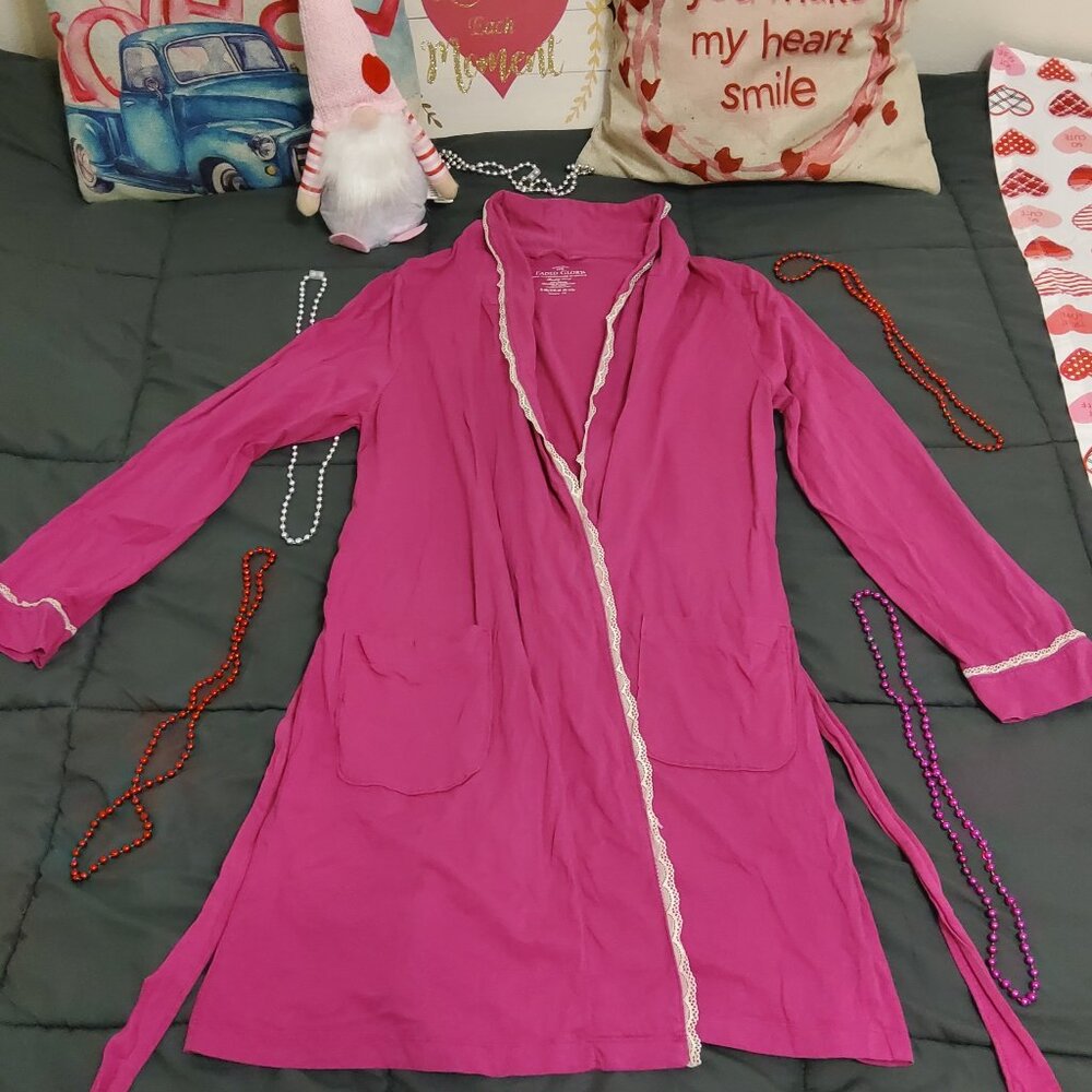 Wrap Style Pink Dressing Gown Cotton Robe Loungewear